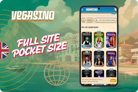 Vegasino casino games displayed on mobile screen