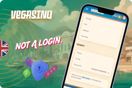 Phone number in Vegasino account security section